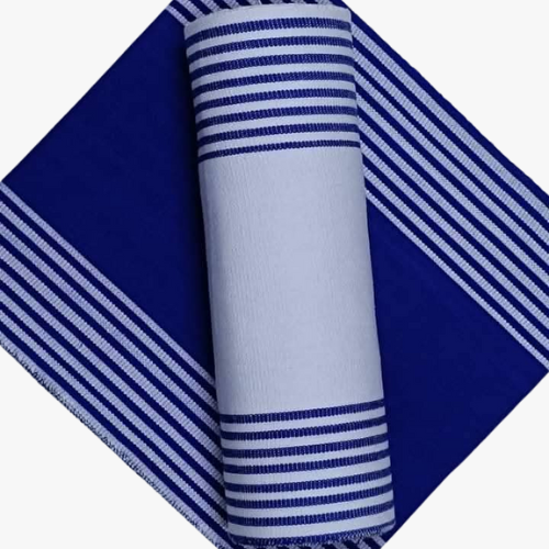 Tissu Pagne Tissé Couleur Bleu Blanc