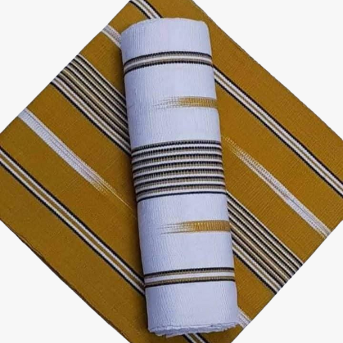 Tissu Pagne Tissé Couleur Marron Blanc