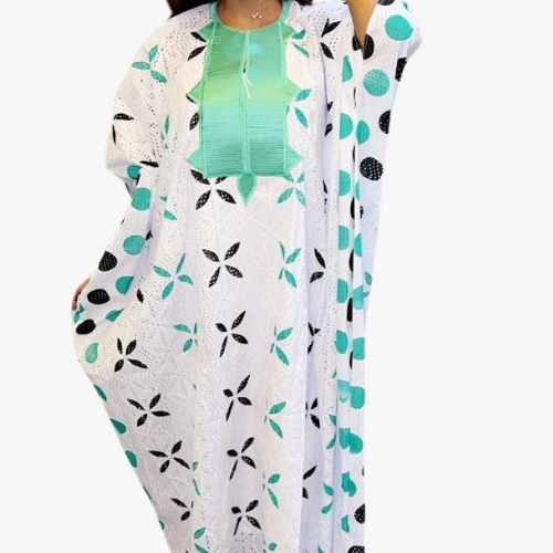 Ensemble Robes Brodé Couleur Blanc Vert